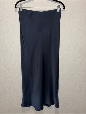 Zara Navy Satin Maxi Skirt